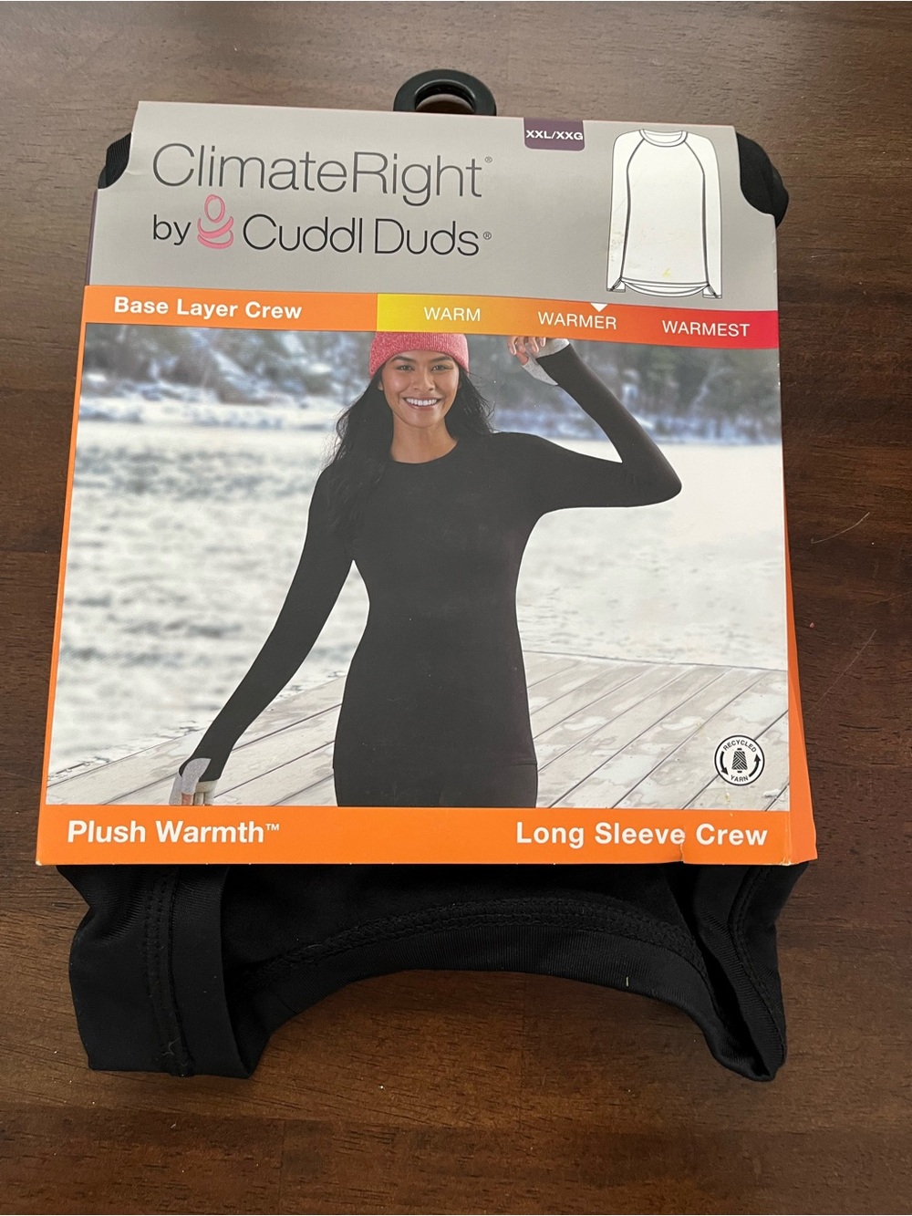 Cuddl Duds ClimateRight Women's Black Long Sleeve Crew XXL